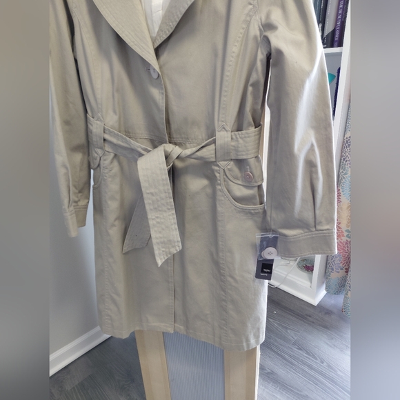 NWT Mossimo Khaki Tan Belted Lined Trench Coat W/Hood Size 2XL Spring Jacket - Picture 5 of 9